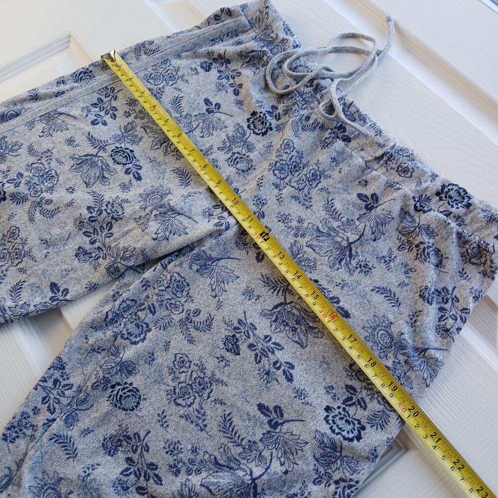Lucky Brand Blue Floral Print Pajama Set M grey short sleeve tee lounge pants - Picture 9 of 12